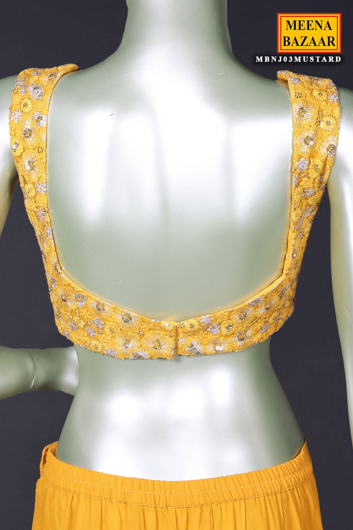 Mustard Georgette Embroidered Bustier-Skirt with Cape 3 Piece Co-ord Set