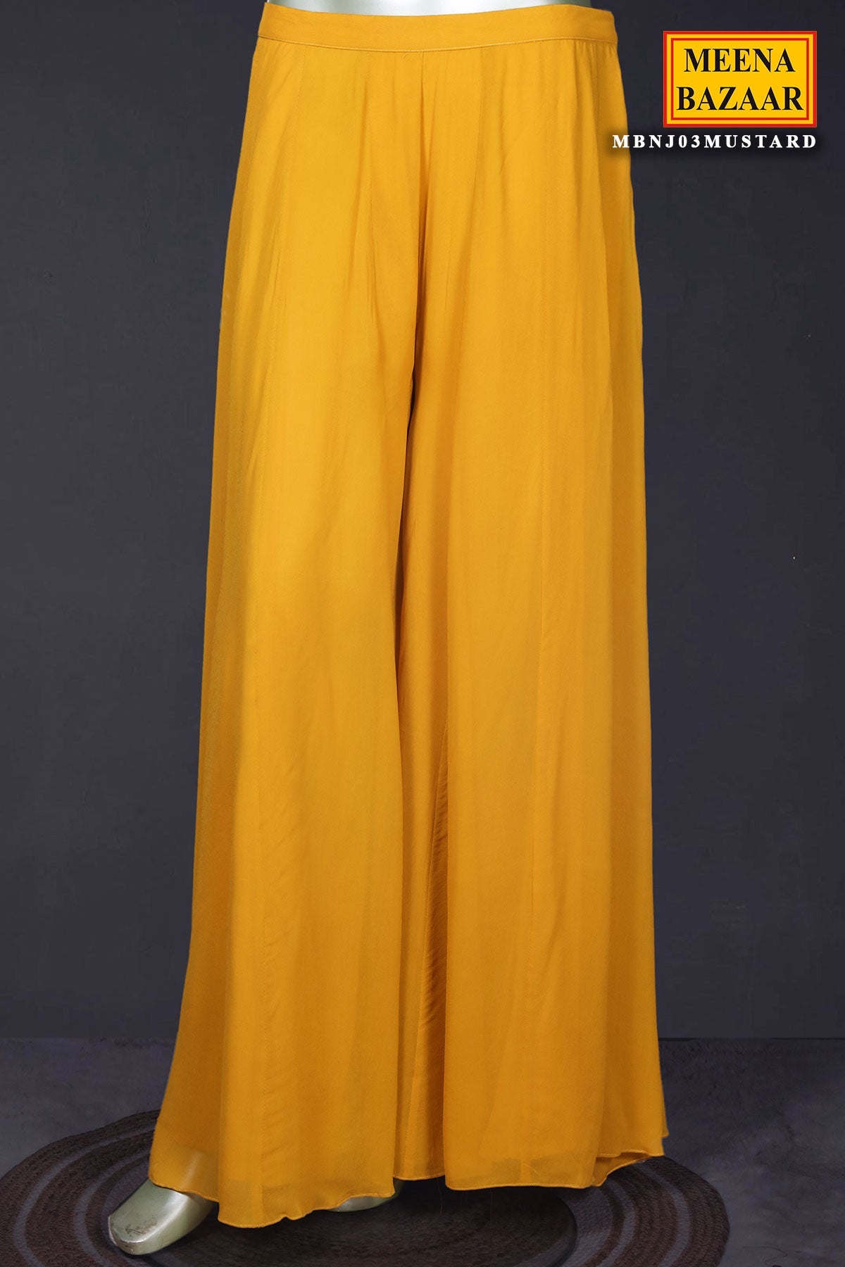 Mustard Georgette Embroidered Bustier-Skirt with Cape 3 Piece Co-ord Set