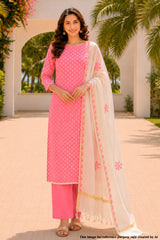 Pink Embroidered Suit Piece Set
