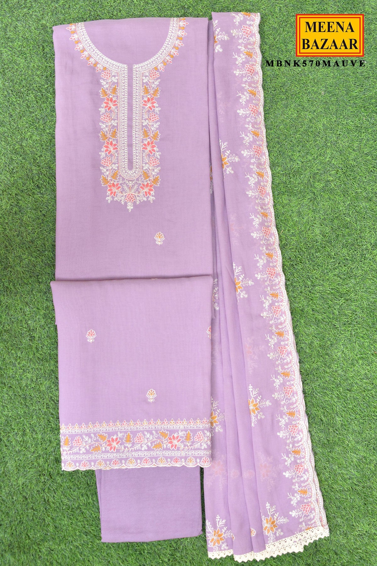 Mauve Embroidered Suit Set