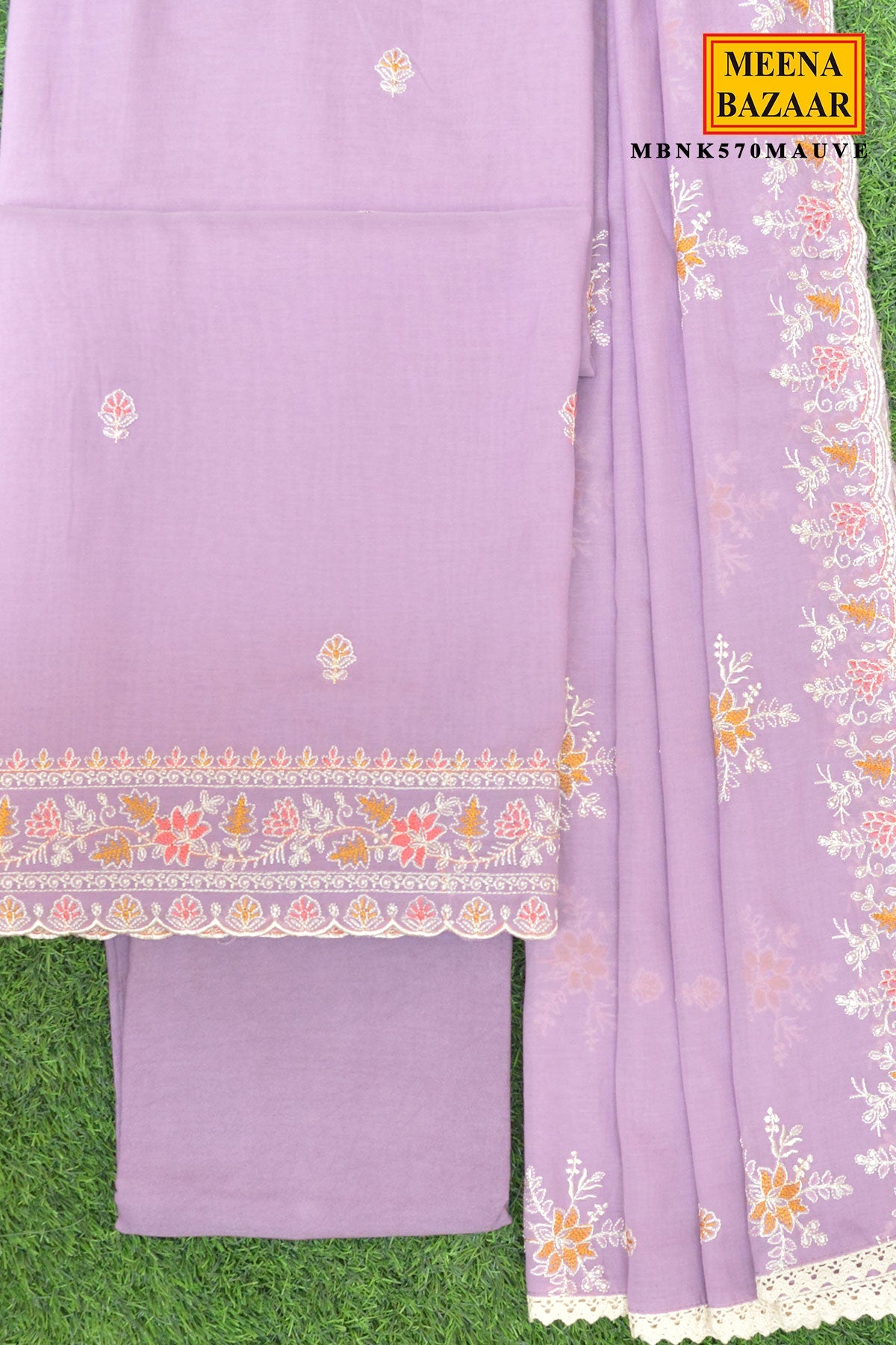 Mauve Embroidered Suit Set