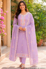 Mauve Embroidered Suit Set