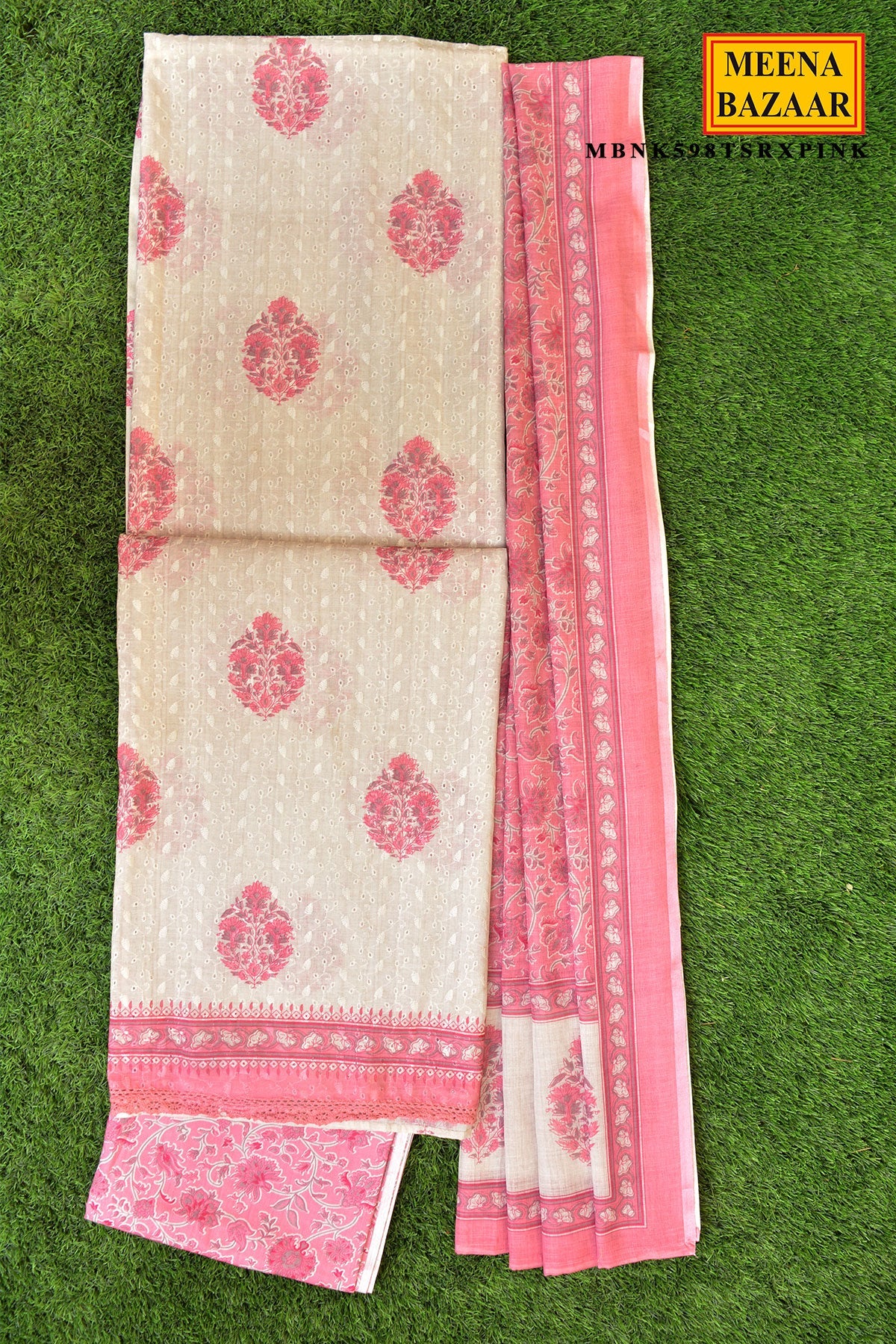 Gajri Cotton Embroidered Unstitched Suit Set