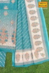 Rama Printed Kurta Set with Striped Dupatta