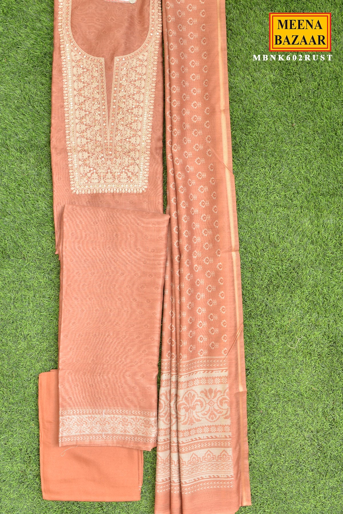 Rust Kurta Set with Printed Dupatta