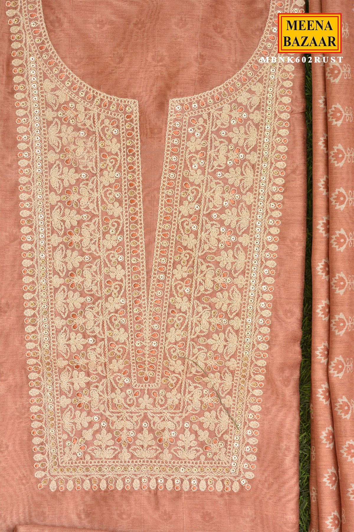 Rust Kurta Set with Printed Dupatta
