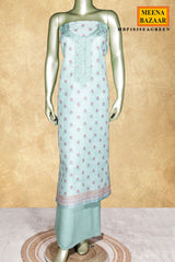 Sea Green Cotton Embroidered Unstitched Suit