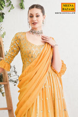 Yellow Georgette Sequins Embroidered Anarkali Gown