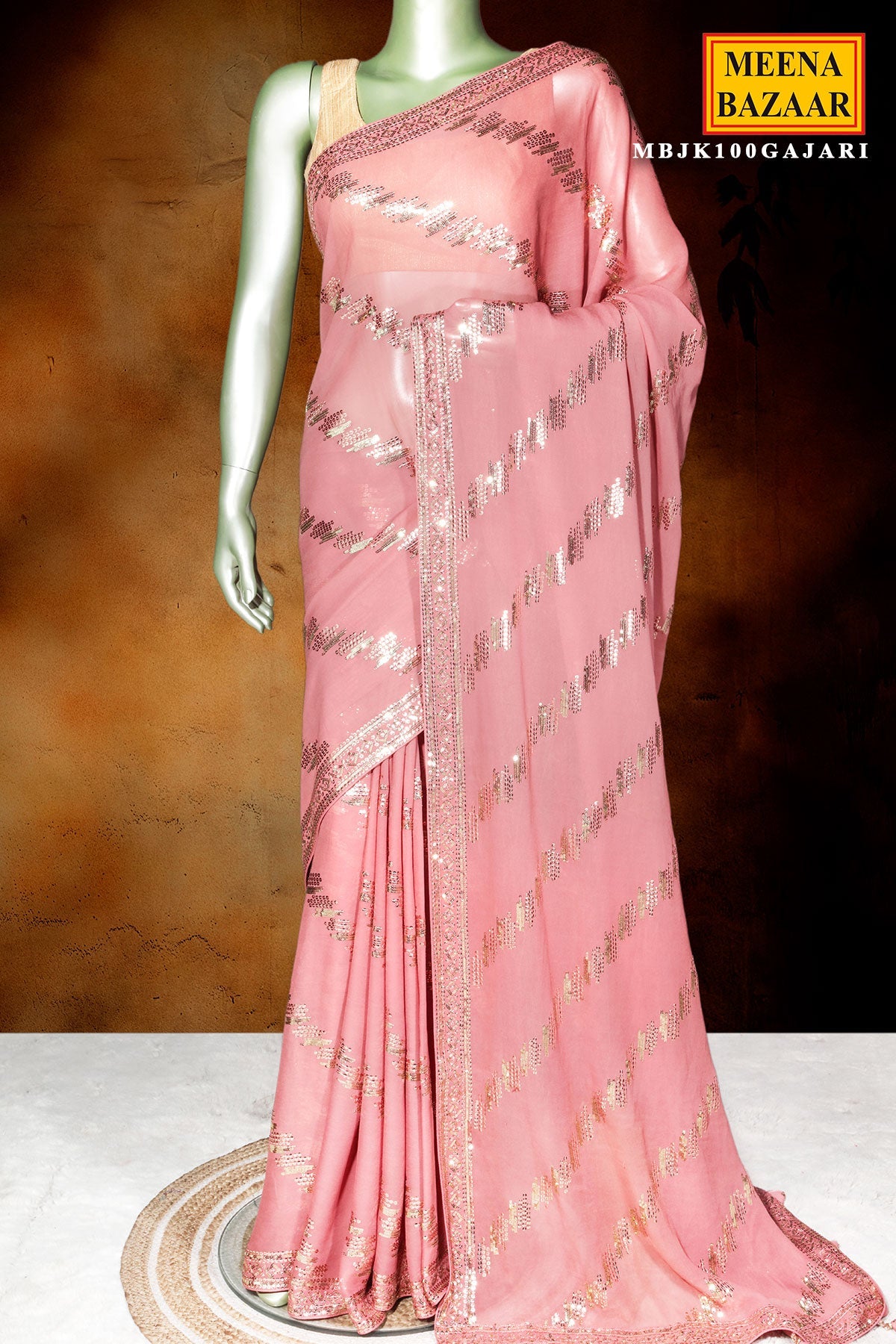 Mauve Georgette Saree with Elegant Sequin Work