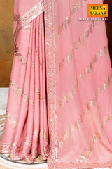 Mauve Georgette Saree with Elegant Sequin Work