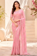 Mauve Georgette Saree with Elegant Sequin Work