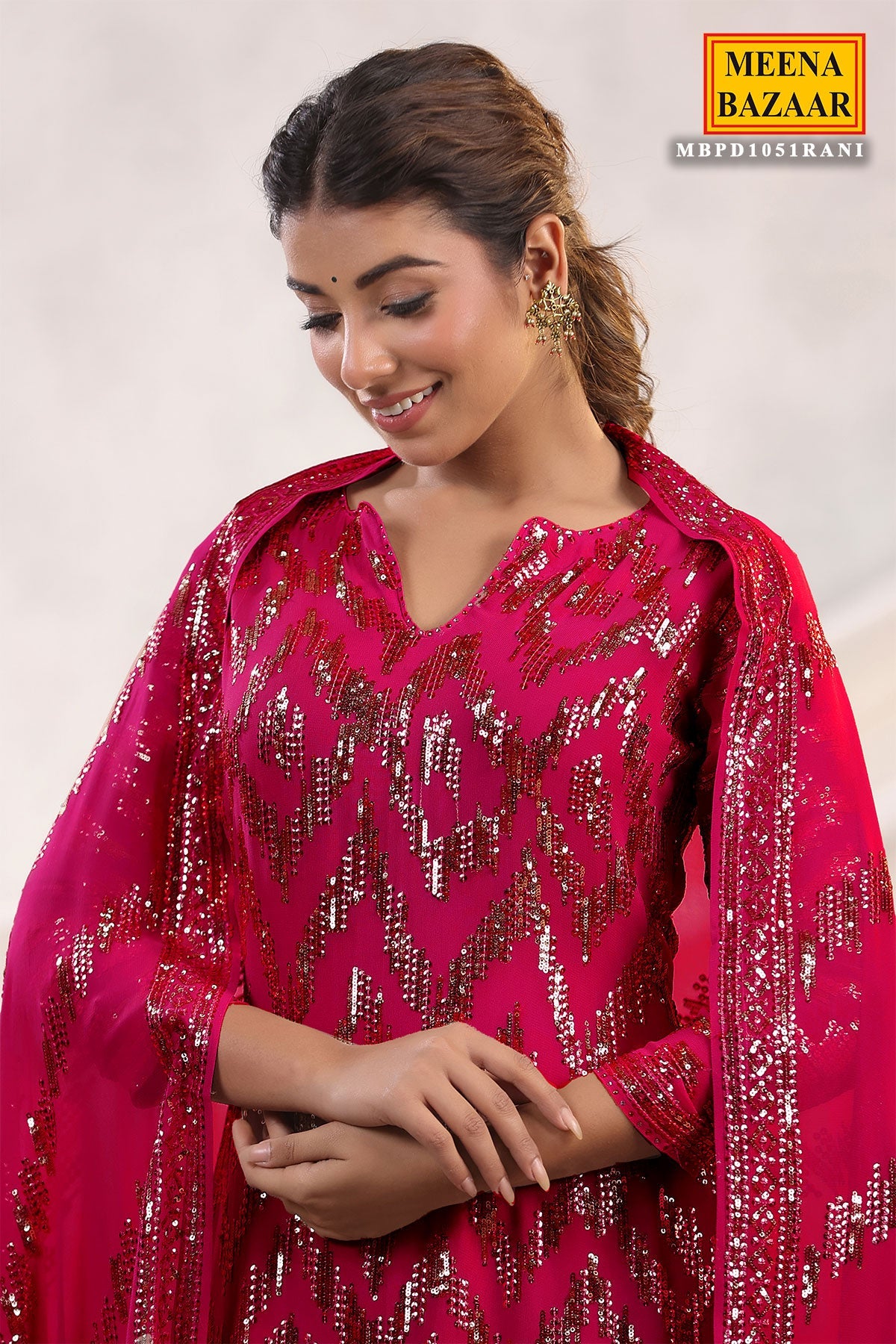 Rani Georgette Sequins Embroidered Unstitched Suit
