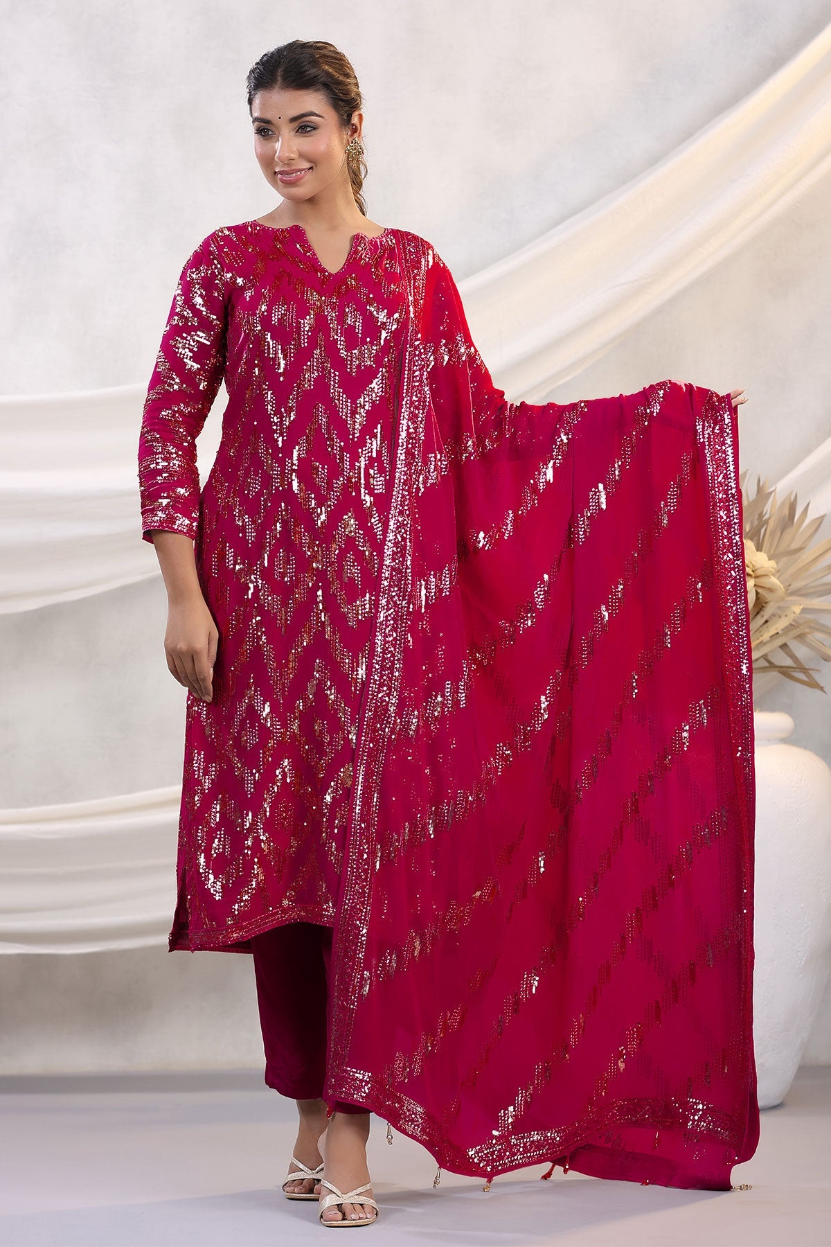 Rani Georgette Sequins Embroidered Unstitched Suit