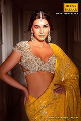 Yellow Georgette Sequins Embroidered Saree with Tassels Embellishments