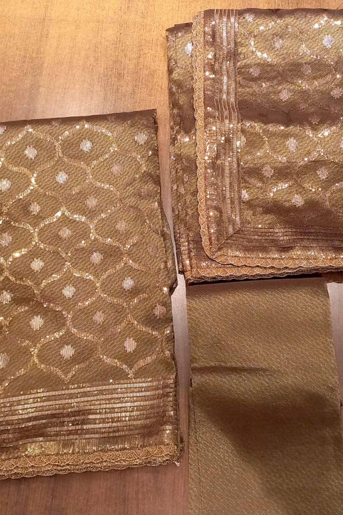 Copper Kanjivaram Tissue Suit Set with Matching Dupatta Festive Wear