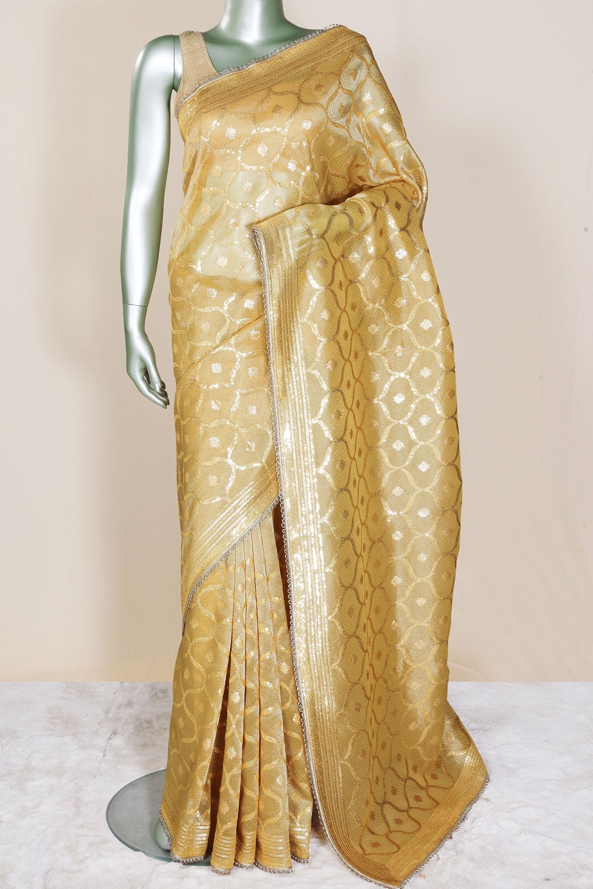 Mustard Tissue Saree Elegant Festive & Party Wear
