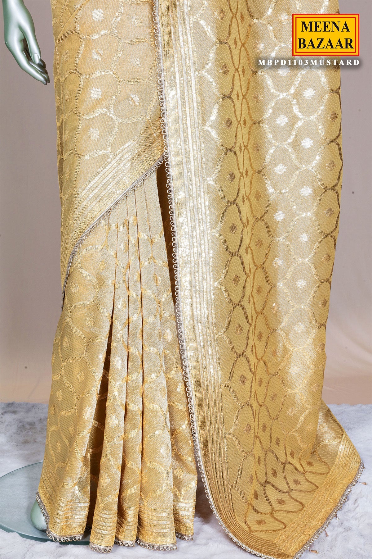Mustard Tissue Saree Elegant Festive & Party Wear