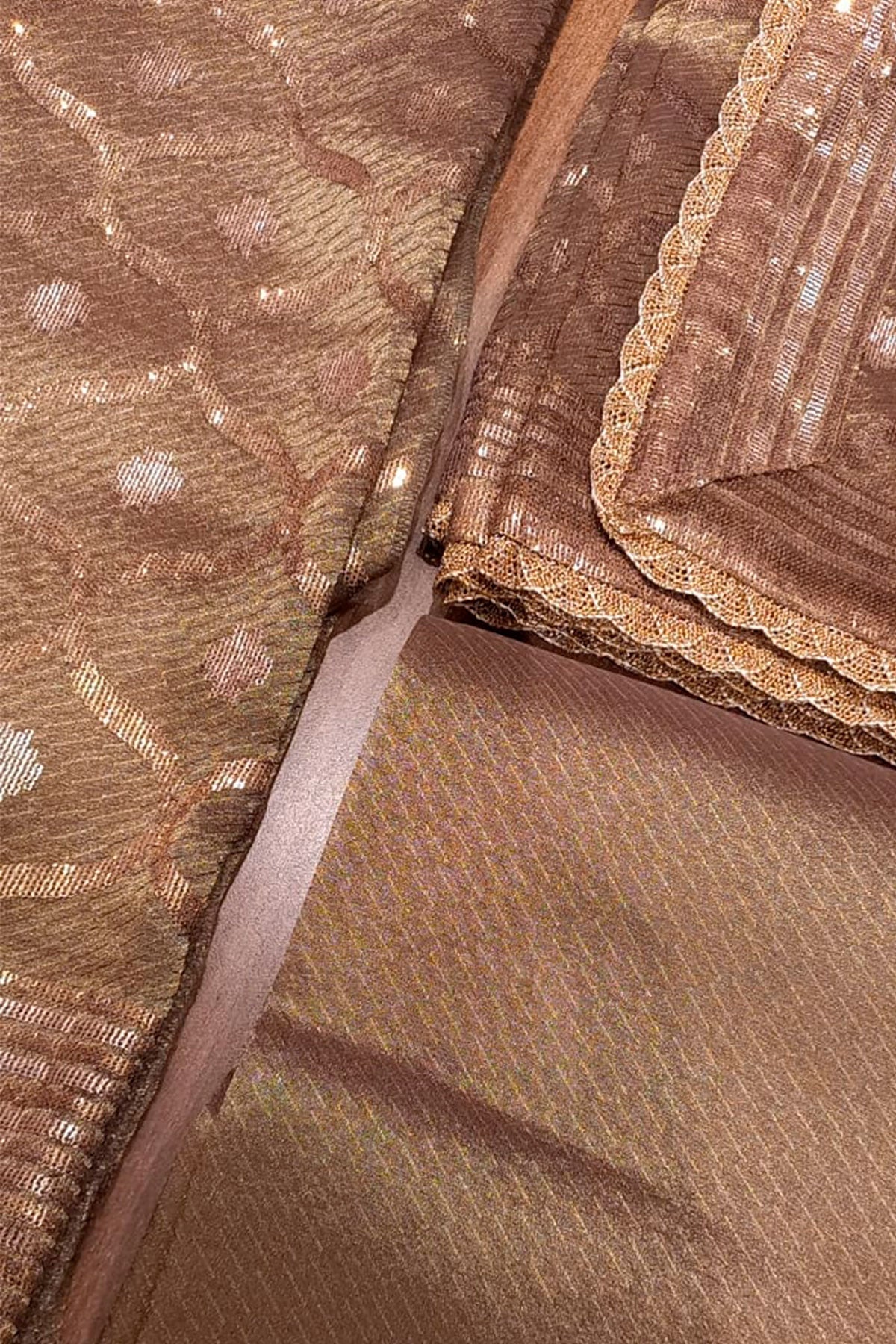 Copper Kanjivaram Tissue Suit Set with Matching Dupatta Festive Wear