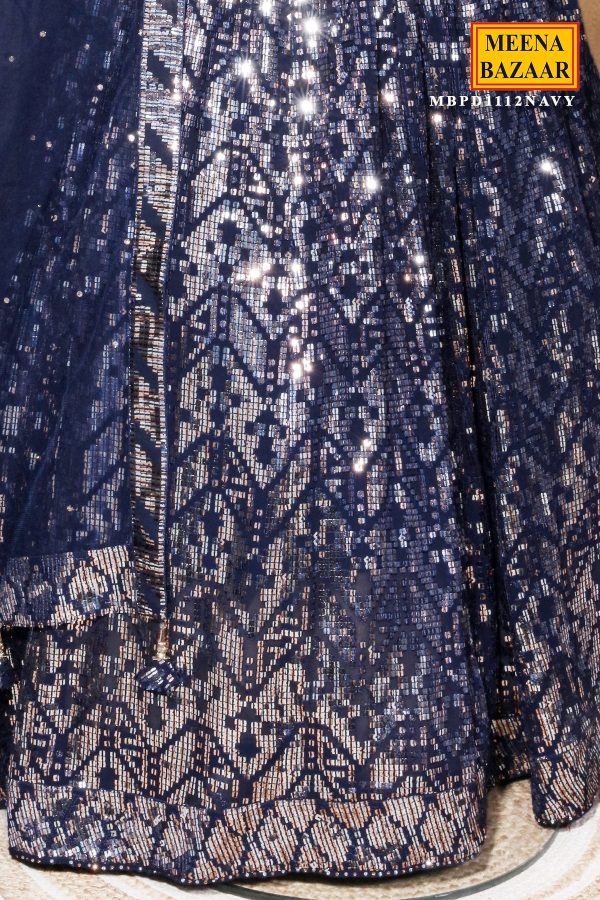 Navy Georgette Lehenga with Intricate Sequin Work