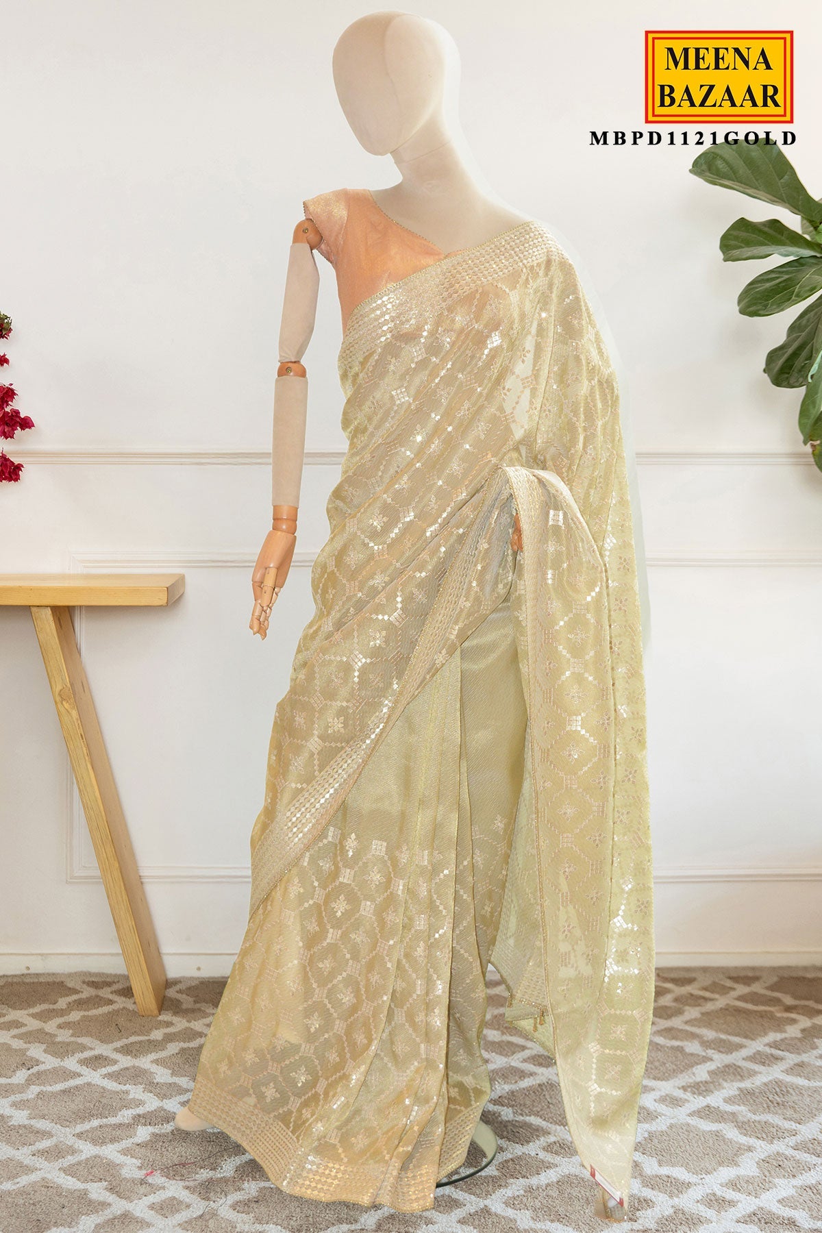 Champagne Gold Embroidered Saree