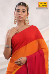 Rani-Orange Georgette Saree with Readymade Blouse