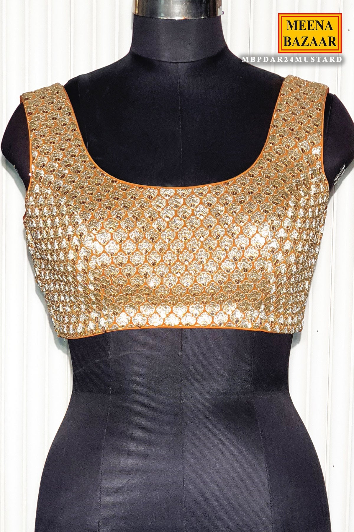 Mustard Shimmer Tissue Zari Embroidered Saree With Ready Blouse