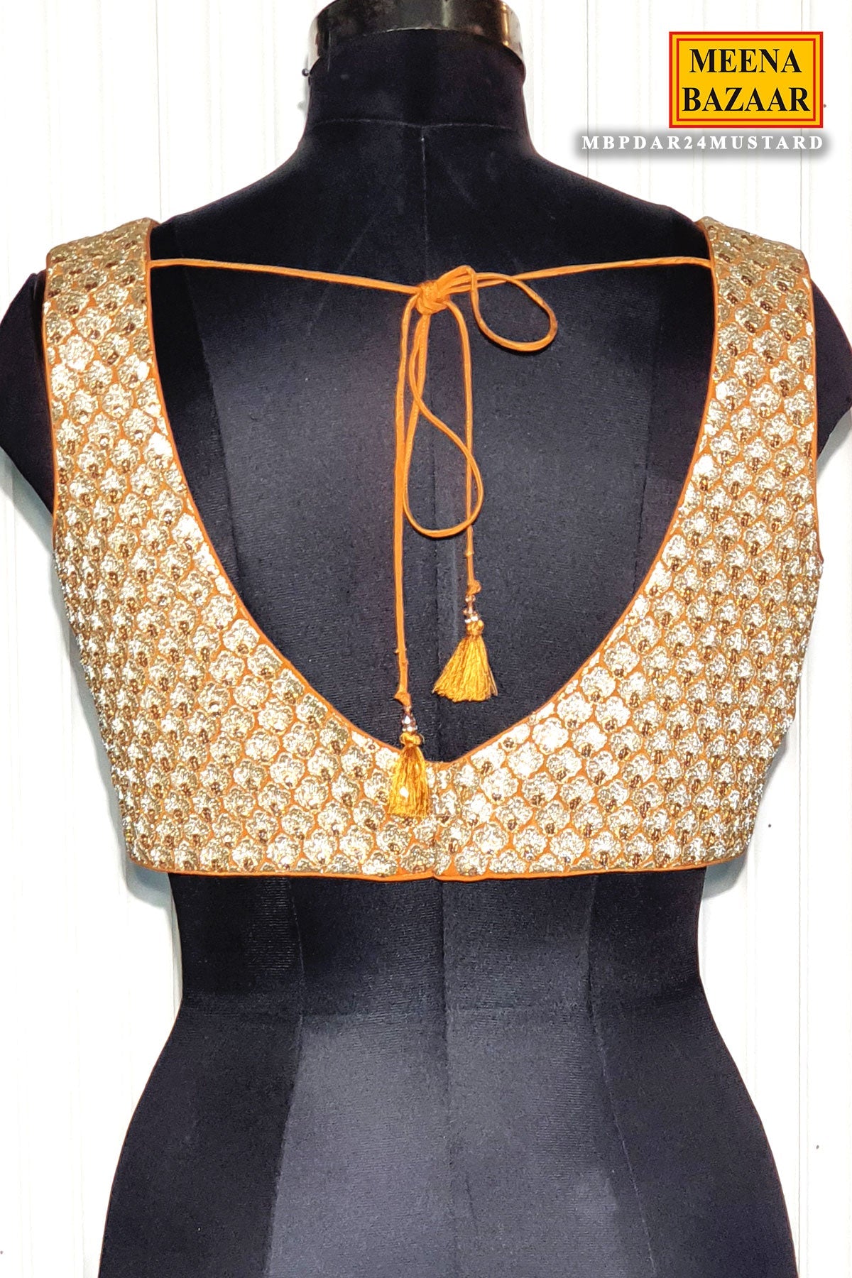 Mustard Shimmer Tissue Zari Embroidered Saree With Ready Blouse