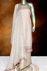 Tussar Silk Unstitched Suit with Thread & Zari Work