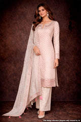 Tussar Silk Unstitched Suit with Thread & Zari Work