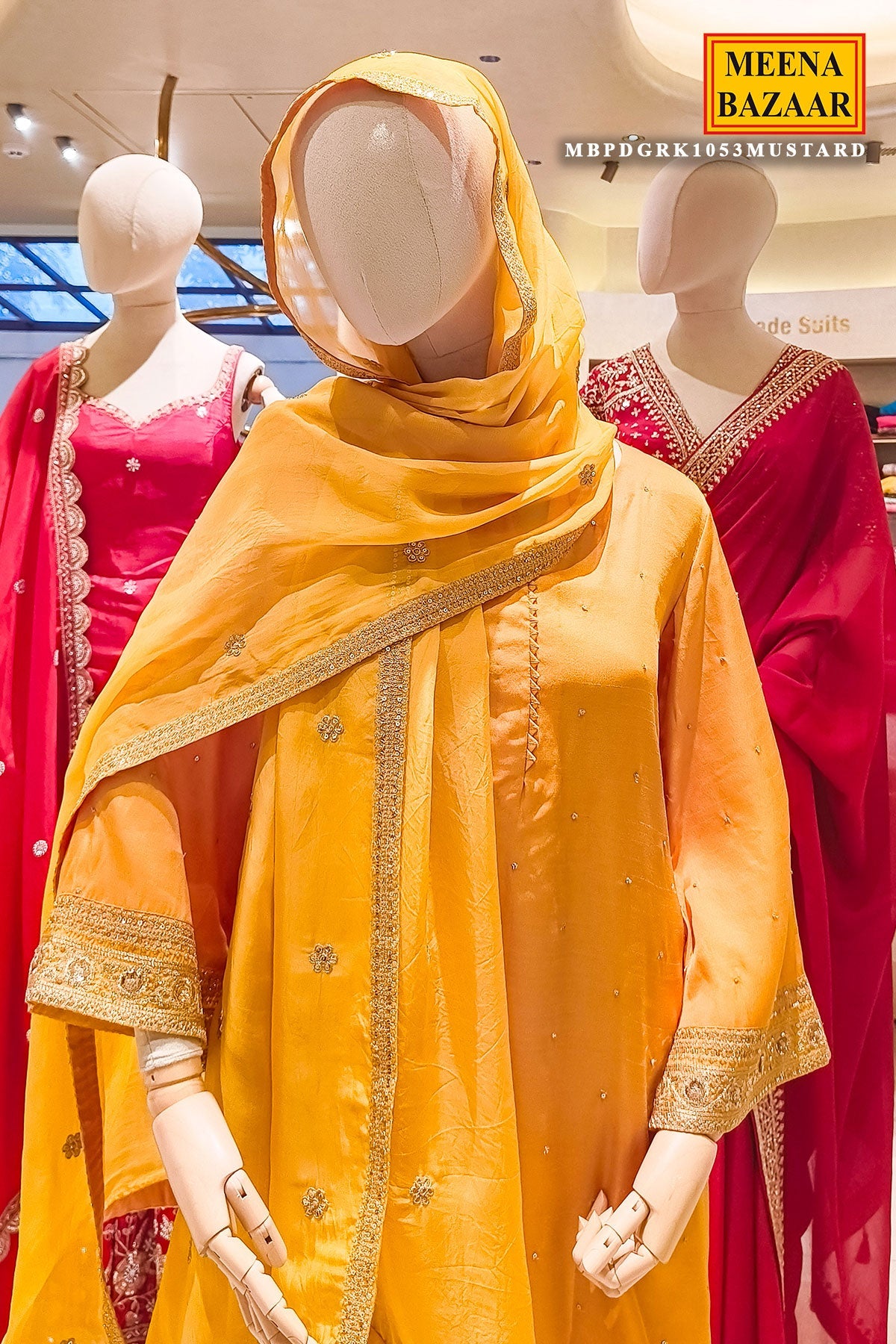 Mustard Silk Shirt Suit Set with Organza Dupatta Elegant Festive & Wedding Wear