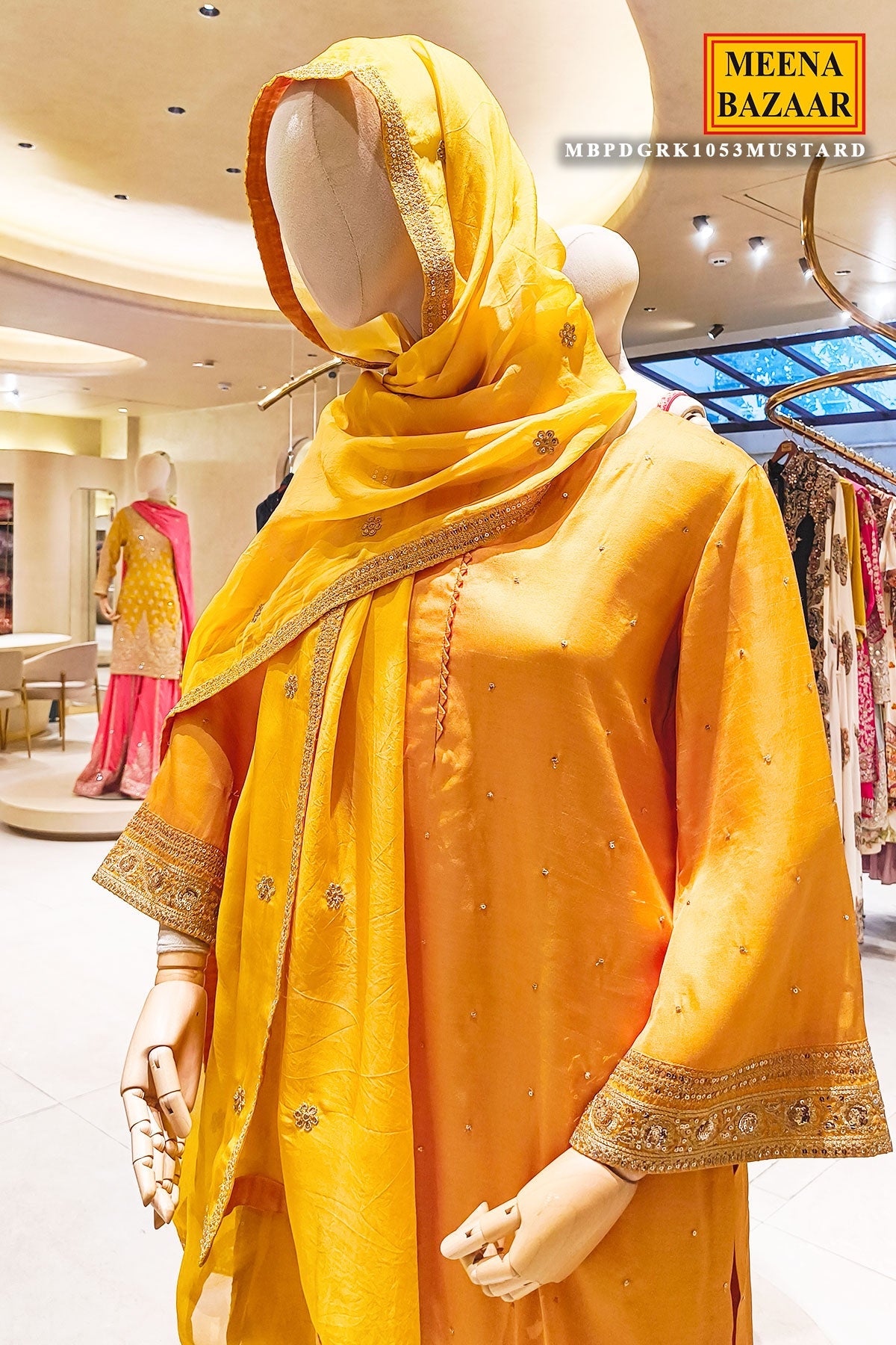 Mustard Silk Shirt Suit Set with Organza Dupatta Elegant Festive & Wedding Wear