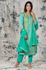 Rama Silk Zari Embroidered Unstitched Suit