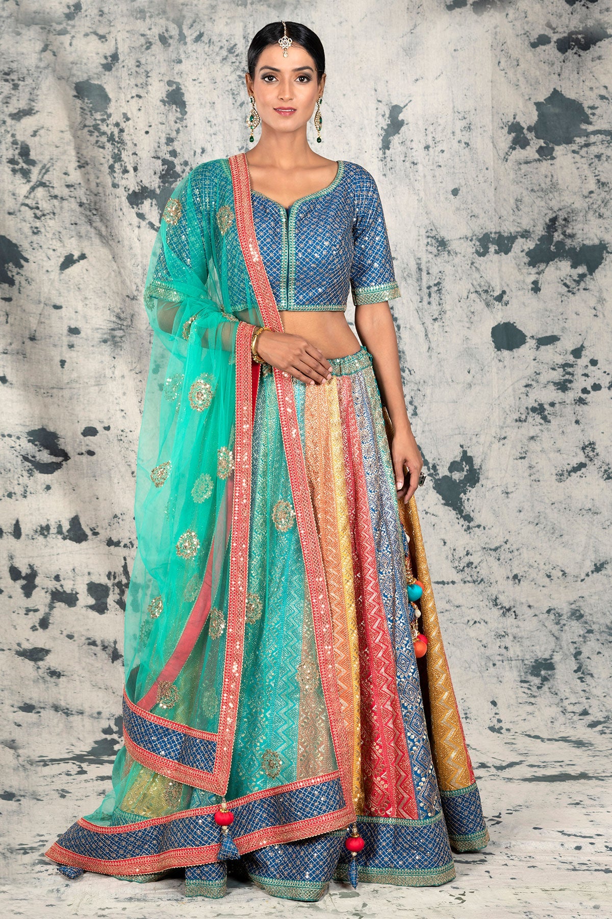 Multicolour Silk & Zari Lehenga