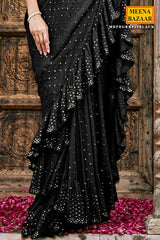 Black Georgette Swarovski Embedded Saree