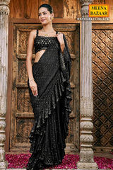 Black Georgette Swarovski Embedded Saree