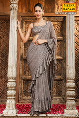 Grey Georgette Swarovski Embedded Saree