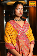 Mustard Silk Embroidered Saree