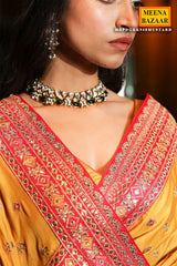 Mustard Silk Embroidered Saree