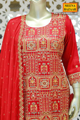 Gajari Tussar Silk Sequin Embroidered Unstitched Suit