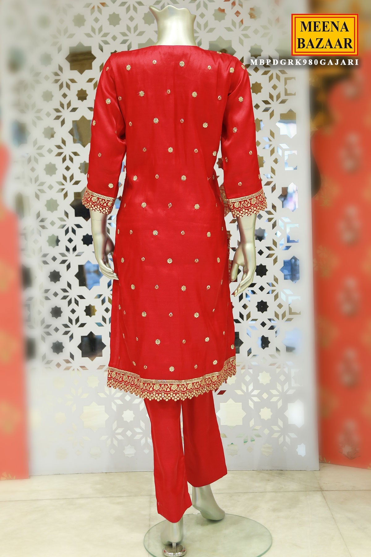 Gajari Tussar Silk Sequin Embroidered Unstitched Suit