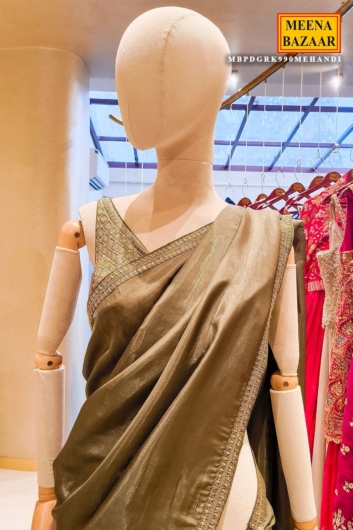 Mehandi Green Organza Saree