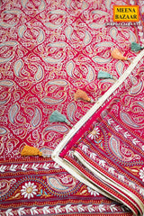 Graceful Rani Pink Georgette Saree with Embroidered Detailing