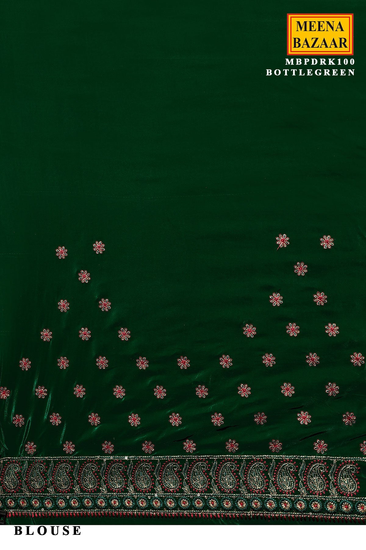 Bottlegreen Georgette Embroidered Saree - Designer Festive Saree