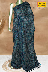 Navy Georgette Embroidered Saree - Premium Festive Saree