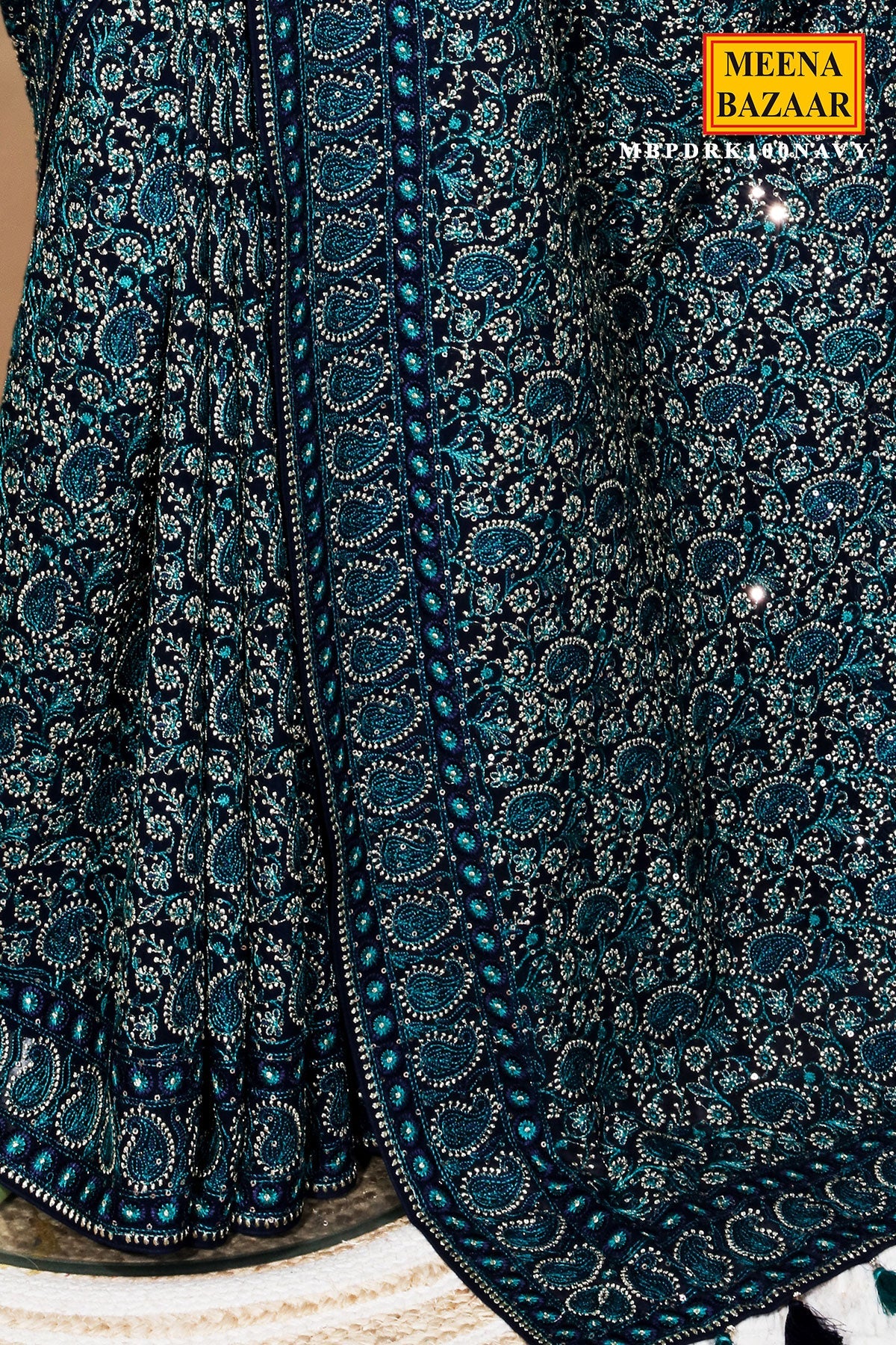Navy Georgette Embroidered Saree - Premium Festive Saree