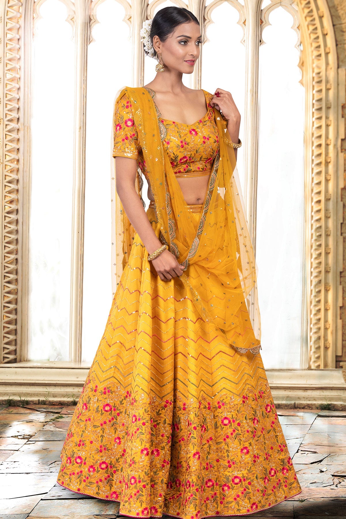 Mustard Silk Lehenga