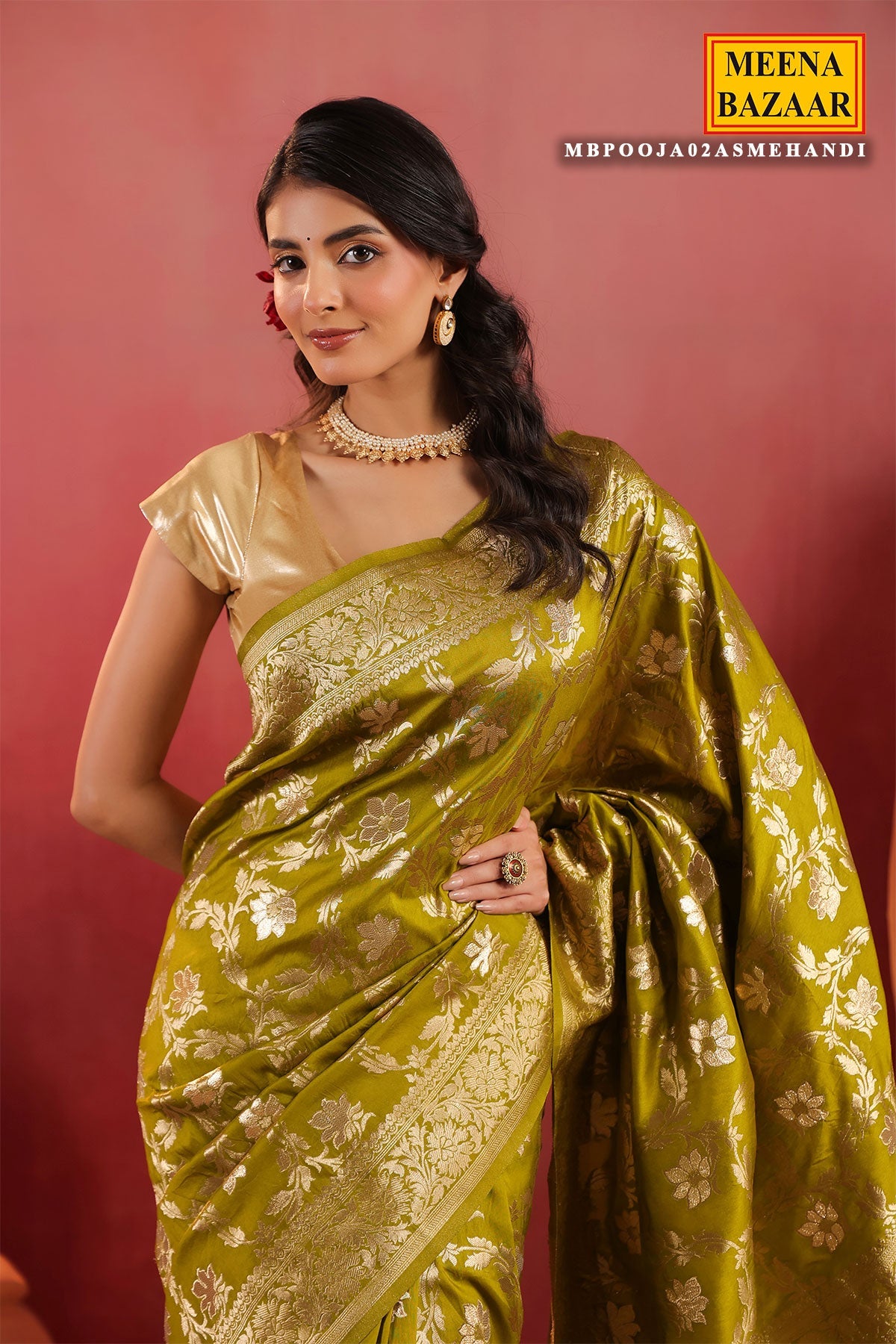 Mehandi Silk Weaving Saree