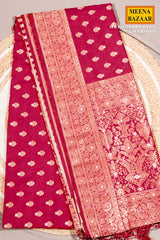 Pooja Butta Maroon Silk Saree with Elegant Weaving Buti