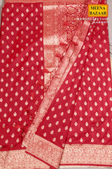 Pooja Butta Maroon Silk Saree with Elegant Weaving Buti
