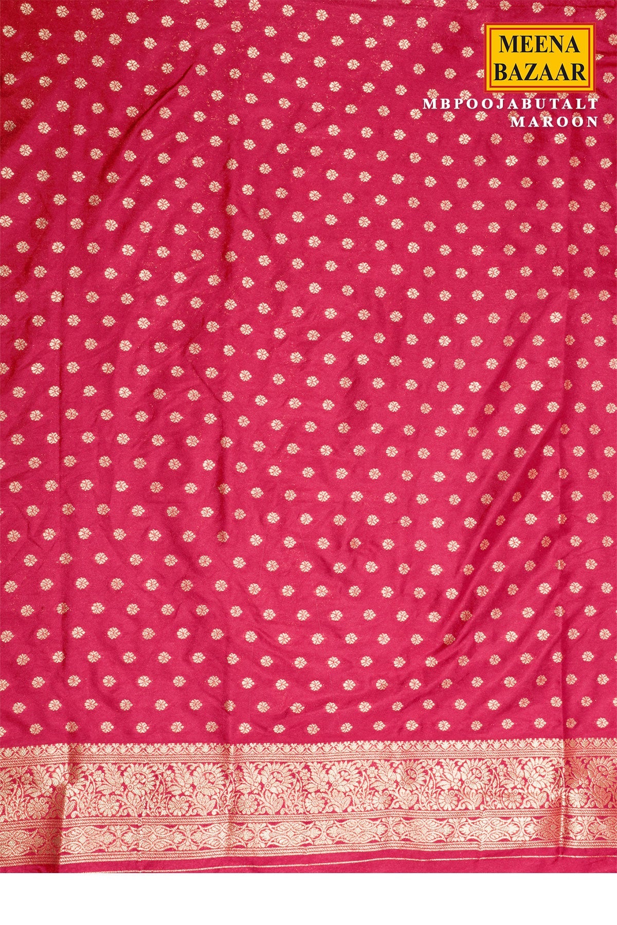 Pooja Butta Maroon Silk Saree with Elegant Weaving Buti